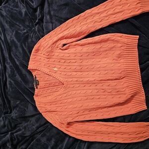 Women's Coral Ralph Lauren Cable Knit Sweater Size XL